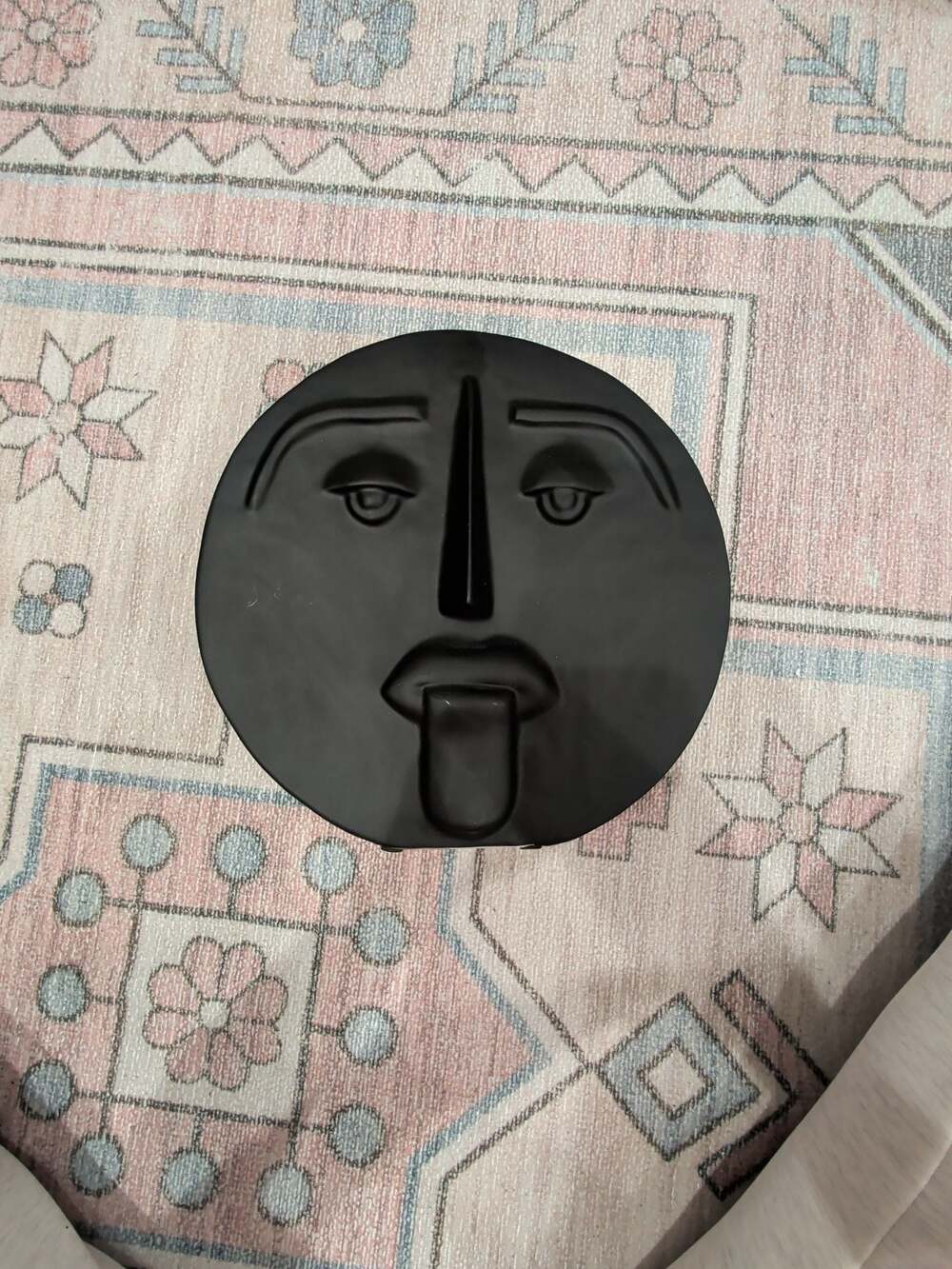 Sagebrook Home 10-inch Ceramic Round double sided  Face Vase in Matte Black